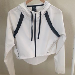 OAKLEY white cropped zip-up cropped jacket